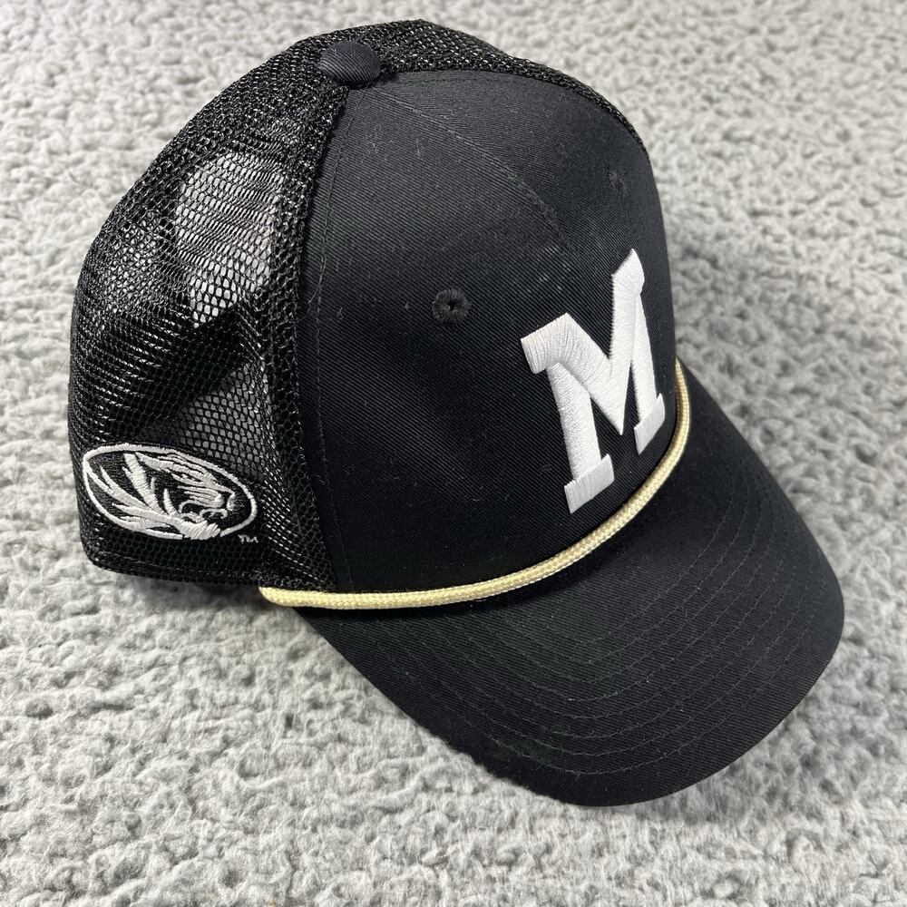 Nike Mizzou Missouri Tigers Trucker Snapback Hat Cap Black White Rope